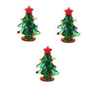 PRETYZOOM 3 Pièces Arbre De Noël Vitré Décorations d'anniversaire Décor De Table d'accueil Arbre De Noël Décoratif De Table Ornements Présent Un Verre Vert