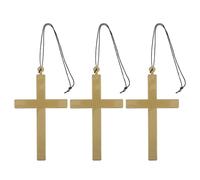 PRETYZOOM 3 Pièces Collier Croix Catholique en Plastique Or pour Homme, Finition Polie et Construction Solide, Accessoire Élégant pour Prêtres Lors de Rassemblements Religieux