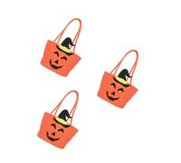 PRETYZOOM 3 Pièces de bonbons d'halloween seau de bonbons ou de friandises pour enfants fourre-tout panier de pochette cadeau d'halloween sachet de corde de coton Orange