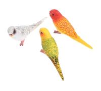 PRETYZOOM 3 pièces Figurines Oiseaux Miniatures Décor Moderne Perroquet Statique Parakeet Sculpture Réaliste pour Décoration Maison Bureau