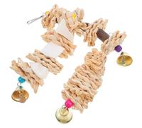 PRETYZOOM 3 Pièces Mâcher pour Perroquet, Tressé en Paille et Bois | Set Délicat et Mignon, Distraction Ludique, Aide à Exercer le Bec, pour Oiseaux et Perruches