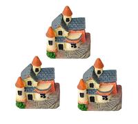 PRETYZOOM 3 Pièces Mini Villa en Briques Et Tuiles Mini Chalet des Fées Décorations De Maison en D'épice Ornement Miniature De Jardin Décor De Mousse Château Miniature Résine Orange
