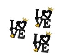 PRETYZOOM 3 Pièces Ornements Lettre d'amour Autonome décor de Statue de Mot d'amour de Mariage pour Elle Objet decoratif Panneau en Bois d'amour Mots décoratifs résine Black