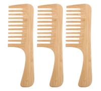 PRETYZOOM 3 Pièces Peigne à Dents Larges Bambou Naturel Peigne Démêlant Doux et Antistatique pour Femmes et Filles Dents Extra-larges pour Cheveux Bouclés Mouillés et Secs Outil de Coiffure