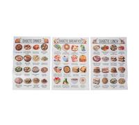 PRETYZOOM 3 Pièces Poster Nutrition Diabète Guide Repas Quotidien Santé Planificateur Pré-diabète Déjeuner Dîner Aliments Faibles Glucides