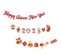 PRETYZOOM 4 Ensembles Bannière De Bonne Année Bannière De Diplômé Drapeau De La Chine Ornements Tourbillonne Lanternes Paquet Rouge Porte Décoration Pièce Maîtresse Bannières Papier
