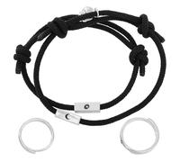 PRETYZOOM 4 Pièces Bracelet Bague Lune et Étoile Tissé, Ensemble | Polyester, Cuivre et Aimant, Usage Bracelet ou Cheville, pour Filles et Étudiantes, Présent Saint-valentin