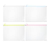 PRETYZOOM 4 pièces Chemises Plastique Transparentes Pochette Document Épaisse pour Rangement Bureau et École Lot de Pochettes Fichiers Couleurs Pastel Faciles à Nettoyer et Transporter