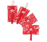 PRETYZOOM 4 Pièces Enveloppes Rouges Chinoises Tissu Robuste avec Broderie Dragon et Phénix Pochettes Traditionnelles pour Paquets de Nouvel An Lunaire Style Vertical pour Échanges Festifs