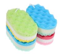 PRETYZOOM 4 pièces Éponge de Bain Exfoliante Mousse Douce à Trois Couleurs avec Corde de Suspension Gommage Corporel pour Salle de Bain