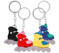 PRETYZOOM 4 pièces Lot de Porte-clés Patin à Roulettes Kawaii PVC Délicat Pendentifs Décoratifs pour Sacs et Accessoires Motifs Colorés Rouge Noir Jaune Bleu