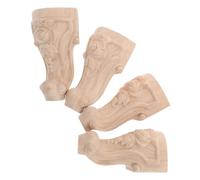 PRETYZOOM 4 Pièces Pieds de Meuble Sculpté en Bois Massif | Installation Facile et Retrait Rapide, Usage Polyvalent pour Canapé, Commode, Bibliothèque, Table Basse