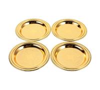 PRETYZOOM 4 Pièces Plateau Rond en Fer Doré pour Gâteau Design Européen Élégant, Multifonctionnel pour Rangement Bijoux et Organisation la Maison, pour Tea Time