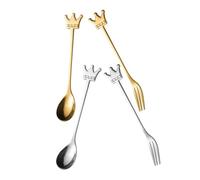 PRETYZOOM 4 pièces Set de Cuillères à Café Acier Inoxydable avec Design Couronne Accessoires Élégants pour Dessert Salade et Apéritif pour Mariages et Fêtes