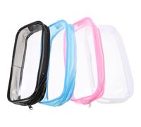 PRETYZOOM 4 pièces Trousse à Crayons Transparentes Multicolores Grand Volume avec Fermeture Éclair Organiseur de Papeterie Portable pour Étudiants et Bureau