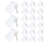 PRETYZOOM 40 ensembles Wooden Bead Rosary Bracelets With Mesh Bags For Shower And Baptism Party Favors Traditional Blessing Decorations For Celebration