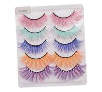 PRETYZOOM 5 paires Faux Cils Colorés Naturels pour Fête Extension de Cils Cosplay Réutilisables Volume Intense et Effet Œil de Chat