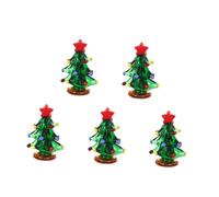 PRETYZOOM 5 Pièces Arbre De Noël Vitré Figurines en Verre Mini Ornements en Verre Fournitures De Fête De Noël Table De Centre De Table Décor Intérieur Présent Vert