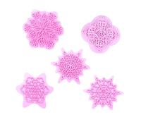 PRETYZOOM 5 Pièces Étiquettes De Bouteilles De Vin Tampon Gaufreur Moules En Silicone Pour Bonbons Chocolat De Noël Timbre De Biscuit De Flocon De Neige Rose En Relief Moule Décoratif