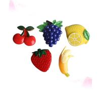 PRETYZOOM 5Pièces Autocollants Magnétiques Frigo Fruits Aimants Résine Colorés Cerise Fraise pour Décoration Bureau et Maison