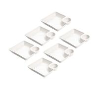 PRETYZOOM 6 Pièces Assiette à Collations Divisées PP Blanc Plateau de Service avec Compartiments pour des Portions pour Snacks Sushi et Apéritifs Design Compact et