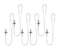PRETYZOOM 6 Pièces Collier Pendentif Croix en Bois Corde, Bijoux Chrétiens | Style Contemporain Marron, Léger et Solide, pour Fête D’église, Baptême, Présent de Noël