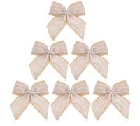PRETYZOOM 6 Pièces de Nœuds Décoratifs Faits Main en Toile de Jute et Dentelle Faciles à Attacher pour Emballage Présent pour Décoration de Sapin ou Fêtes Rustiques