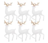 PRETYZOOM 6 Pièces Décoration de Table de Noël en Plastique Blanc, Renne | Finition Soignée, Détails Fins, Touche Festive, Style Joyeux, pour Décor de Fête et Célébration