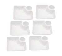 PRETYZOOM 6 Pièces Plateau de Service Divisé PP Blanc avec Coupelle pour Sauces Assiette Apéritif pour Snacks Salades Desserts et Fruits Secs Plateau Pratique pour Dips et Équilibrée
