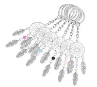 PRETYZOOM 6pièces Porte-clés Dream Catcher Avec Pendentifs Colorés Rose Turquoise Noir Blanc Accessoires De à Dos Et Décoration Polyvalente