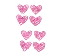 PRETYZOOM 8 Pièces Abat-Jour en Rotin Boules De Rotin en Osier Faveurs De Mariage Bricolage Coeurs en Coeur De Tissage De Décoration en Ornements De r en Rose