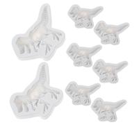PRETYZOOM 8pièces Moules à Chocolat Dinosaures Silicone Pour Gâteaux Bonbons Biscuits Gelée Formes Réalistes Antiadhésif Réutilisable