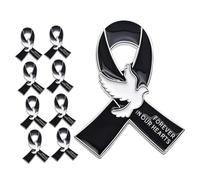 PRETYZOOM 9 Pièces Broche Commémorative Noire en Alliage, Ruban, pour | Design Soyeux, Légère et Résistante aux Plis, Épingle Sûre, Visibilité Accrue