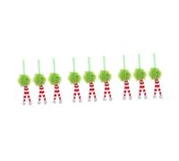 PRETYZOOM 9 Pièces Pom Pom Pendant Décoration De Noël à Fourrure De Ornement De Balle Floue De Écharpe à Rayures Boule Suspendue Ornement Flou Fil Vert Clair