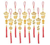 PRETYZOOM 9 Pièces Richesse Ornements de pendentifs de Bonne année décor du Nouvel an Chinois Cheval du Zodiaque Chinois Ornements de Suspension pour Plantes Golden