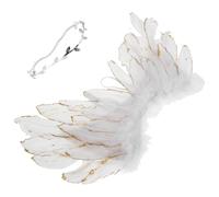 PRETYZOOM Accessoire de Costume Ange pour Bébé Fille, Ailes Plume Blanches | Bretelles Élastiques, Tenue Stable et Confortable, Fleurs Douces, pour Anniversaire et Festivals