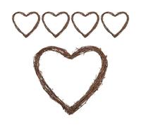 PRETYZOOM Anneaux de Couronne en Vigne de Cœur 25 Cm - Lot de 5 Couronnes Murales Rustiques en Osier pour Décoration Mariage, Loisirs Créatifs et Déco Saint-Valentin