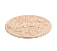 PRETYZOOM Applique Murale en Bois Sculpté Non Peint 19x12 Cm, Décoration Meuble et Porte Style Européen, Ornement Ovale Décoratif pour Cadre Photo Suspendu et Revêtement Mural, Applique