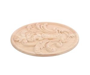 PRETYZOOM Applique Murale en Bois Sculpté Non Peint 19x12 Cm, Décoration Meuble et Porte Style Européen, Ornement Ovale Décoratif pour Cadre Photo Suspendu et Revêtement Mural, Applique