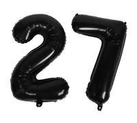 PRETYZOOM Ballons Numéro Noir Aluminium Décoration Danniversaire et Anniversaire Gonflables Faciles à Gonfler et Réutilisables pour Fête