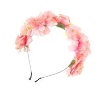 PRETYZOOM Bandeau à Cheveux Guirlande de Noël en Tissu Grandes Fleurs Roses Serrage-Tête Léger et Ajustable pour Fête Cosplay et Décoration Festive