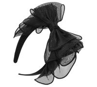 PRETYZOOM Bandeau à Nœud Rétro Noir pour Femme Large Bord en Maille Superposée Accessoires Cheveux Fête et Soirée