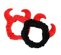 PRETYZOOM Bandeau en Peluche à Cornes Élastique pour Femme, 2pcs, Tissu Résistant, Soins du Visage, Style Mignon et Confortable