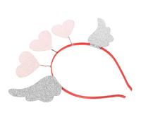 PRETYZOOM Bandeau Saint-Valentin pour Adultes Trois Cœurs Roses et Rouges Ailes d'Ange Légères Accessoire Cheveux Fête Coiffe Femme Décorative pour Mariage et Célébrations