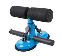 PRETYZOOM Barre Exercice à Ventouses Double Hauteurs Support Abdominal pour Entraînement à Domicile Outil Musculation Jambes et Fixation Forte sur Sol Lisse Bleu