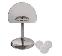 PRETYZOOM Basket-Ball pour Oiseaux en Acier Inoxydable Argenté, Mini Panier Sécurisé pour Cage et Table, Favorisant l'exercice et L'éveil des Perroquets