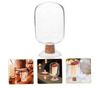 PRETYZOOM Bocal à Allumettes en Verre Transparent 9x9x9 Cm Bouchon en Liège, Contenant Résistant pour Présentation et Organisation Domestique