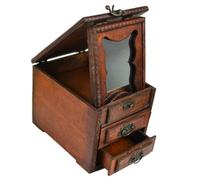 PRETYZOOM Boîte à Bijoux Vintage en Bois avec Miroir, Organisateur de Bijoux Anciens, Rangement pour Boucles D’oreilles, Colliers et Bracelets, Style Chinois, pour Femme, Coffret Décoratif