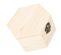 PRETYZOOM Boîte Bijoux Petite Hexagonale Bois Brut Non Peinte Boîte Rangement Décorative pour Bijoux Coffret Cadeau DIY Élégant et Fonctionnel