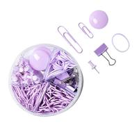 PRETYZOOM Boîte de Trombones Colorés Macaron 60 Pcs, Punaises Décoratives Violettes, Pinces à Documents Multifonctions en Fer, Clips de Classement Pratiques pour Bureau, École et Usage